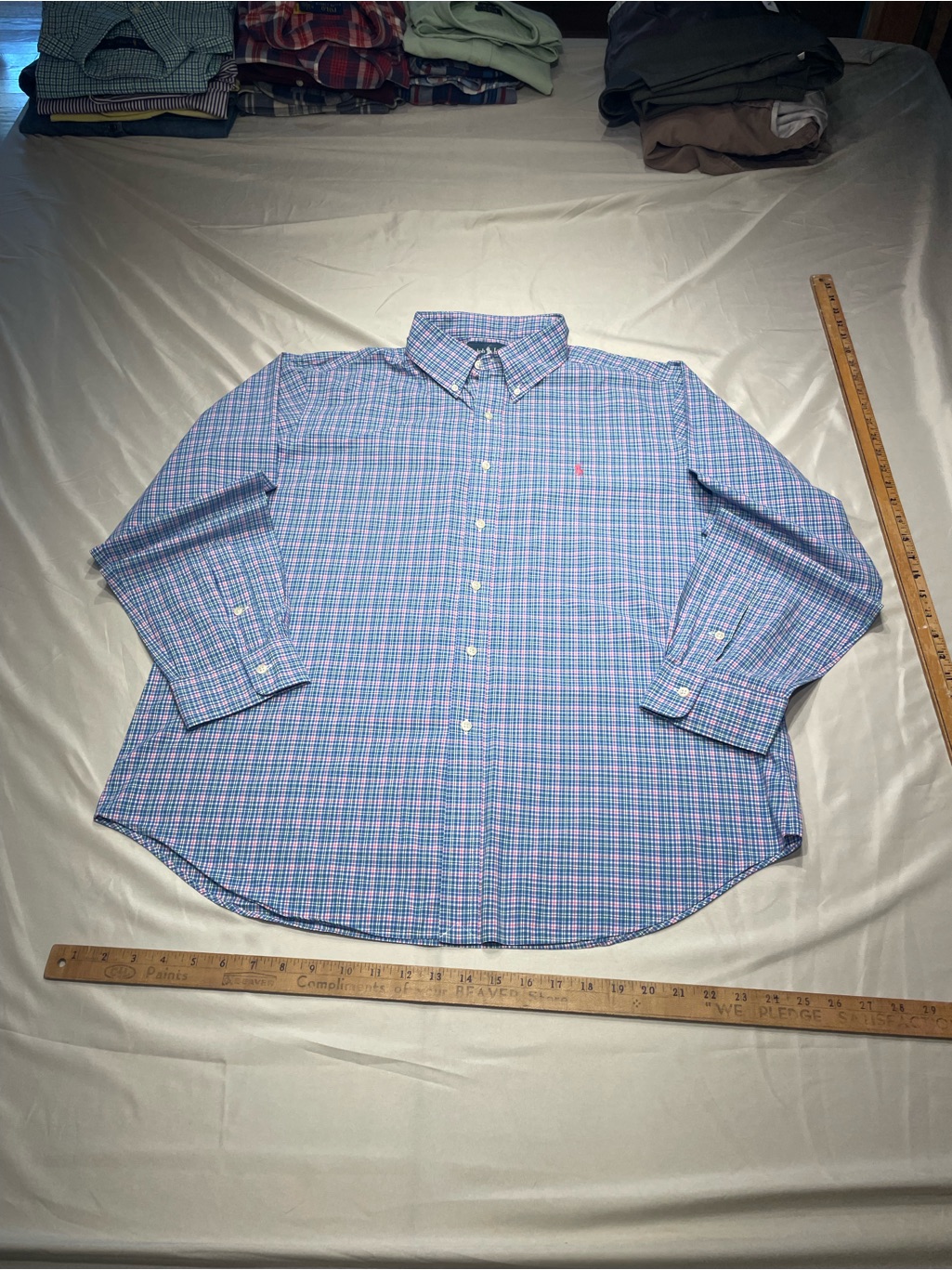Ralph Lauren Blue And Pink Plaid Button-Down Shirt